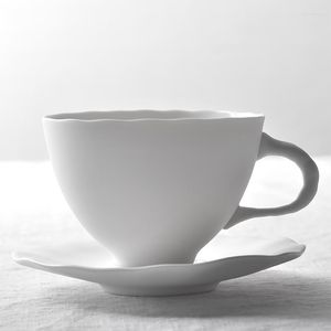 Tasses et soucoupes personnalisées, ensemble de café blanc pur, tasse et assiette d'eau de thé au Design Simple et créatif, 300ml