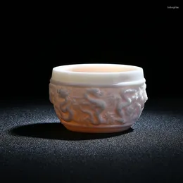 Topes platillos lisos arding jade taza de porcelana blanca