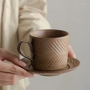 Tasses soucoupes tasses en poterie ensemble de tasses à café en céramique Vintage expresso porcelaine heure du thé tasse à thé petit déjeuner tasse à lait cadeaux verres décoration de la maison