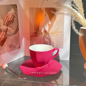Tasses soucoupes Restaurant tasse à café bureau rose moderne Kawaii réutilisable Tazas De café Expresso belles tasses à thé en céramique