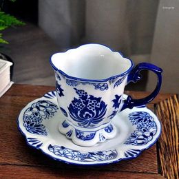 Tasses Saucers Royal Chinese Coffee Tea set set Porcelain Personnalize tasse tasse et soucoupe Vintage Eco Friendly Taza Cafe Personalizada Céramic Mug