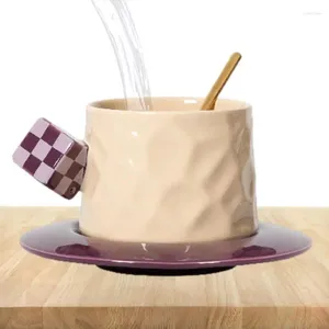 Tazas y platillos Royal Vintage, té de cerámica personalizado, taza de té y platillo, juego de tazas de café de estilo europeo con mango de cubo único para el hogar