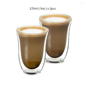 Kopjes schotels set van 2 270 ml hoogwaardige borosilicaat dubbele muur koffie voor sapdrank latte espresso mok