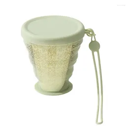 Tasses Saucers en silicone pliable tasse de voyage pliant camping avec couvercle en eau de thé portable mini rétractable