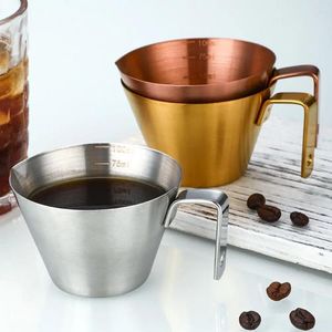 Tasses soucoupes tasse à café en acier inoxydable mesurant 100 ml expresso avec poignée d'échelle alimentaire pour