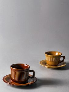 Tasses soucoupes Stoare couleur glaçure tasse à café Style européen petit luxe rétro service à thé exquis après-midi Vintage expresso