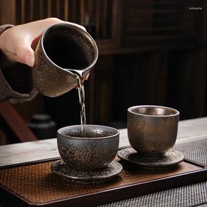 Tasses Soucoupes Stoare tasse tasse maître tasse et soucoupe Set Rust Glaze Home Ceramic Tea Accessoires Rétro Japonais Small Small