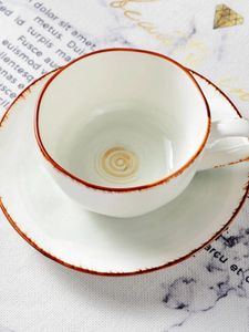 Ensemble de tasses à café et plats en céramique, Style nordique, avec une cuillère, artisanat minimaliste, assiette à thé à fleurs émaillées colorées
