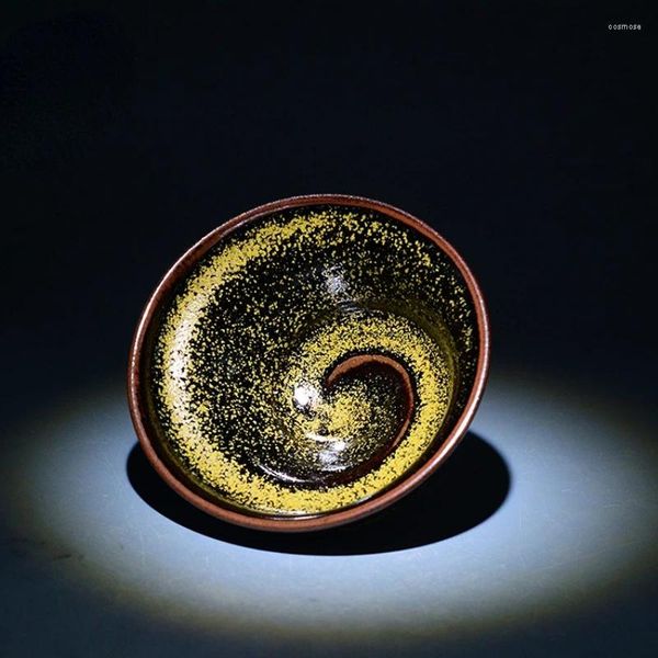 Tasses Saucers tasse à thé en longyao bois de feu de fleur de fleur de lune ciel et terre spirale pneu de fer authentique jianyao