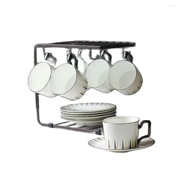 Tasses Saucers tiiking moderne en métal simple tasse en fer et soucoupe rack exposition stand tasse tasse de thé à thé