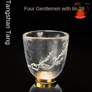 Tasses Saucers en étain en verre en verre en verre tasse maître single single jianzhan épaissis quatre messieurs ensembles