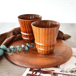 Tasses Saucers de qualité naturel en bois massif en bois à tasse en bois tasse de tasse de tasse non glip