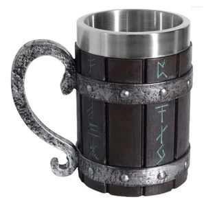 Tasses soucoupes tasse à boire utile simulé baril en bois tasse Viking Double couche Oktoberfest bière en résine polyvalente