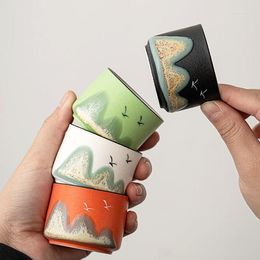 Tazas, platillos, taza de té de cerámica Vintage, mapa creativo de montaña y río, taza maestra para el hogar, tazón chino