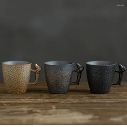 Tazas y platillos, taza de té de horno Vintage con asa, vajilla de cerámica japonesa, tazón pequeño Retro para decoración del hogar