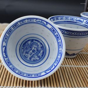 Kopjes schotels vintage porselein Dragon Tea Cup blauw en wit Jingdezhen keramische sake 80 ml 150 ml drinkwarekommen