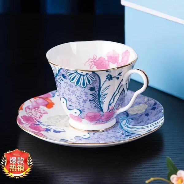 Tasses Soucoupes Wedgwood Flower Dance papillon bleu poudre de poudre assiette exquise et belle coffre-cadeau de thé en porcelaine en porcelaine