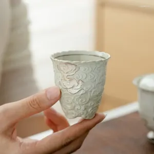 Tasses soucoupes sculpture blanche représentant thé en argent simplicité moderne ménage créatif céramique échantillon tasse élégant Kung Fu ensemble N