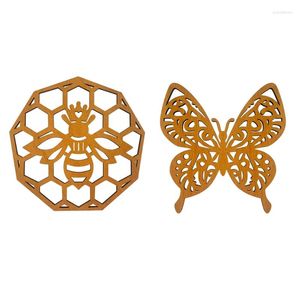 Kopjes schotels houten holle honingbijen vlinders vorm cup matten warmtebestendige kussens voor huisdecoratieve vrouwen mannen