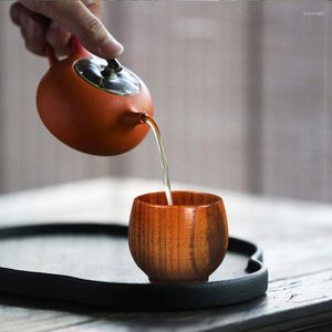 Tasses soucoupes ventre en bois fait à la main en bois d'épicéa naturel tasse à café bière thé lait eau santé bureau à domicile tasses à boire