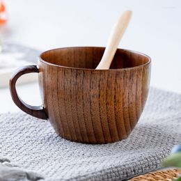 Tasses soucoupes en bois gros ventre bière thé café lait eau tasse à la main naturel épicéa bois jus tasse cuisine Bar verres