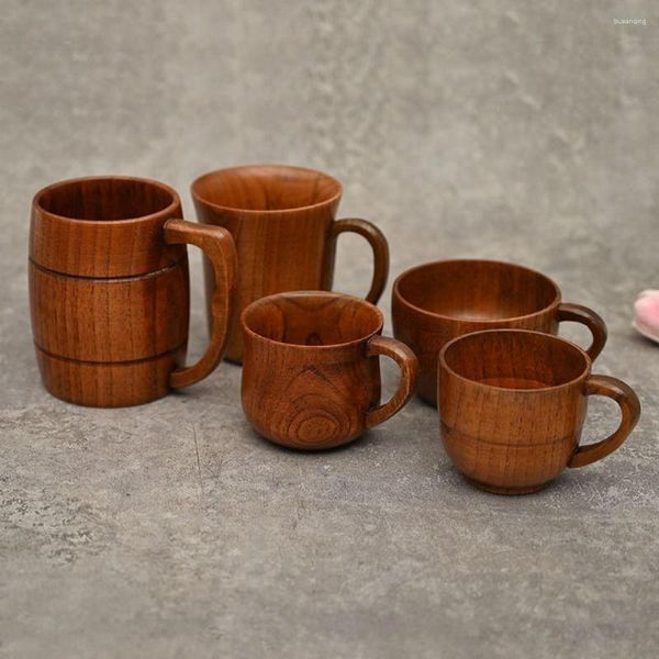 Tasses Soucoupes Café En Bois Artisanat Bois D'épicéa Naturel Boire Des Tasses À Bière Isolation Thermique Lait Eau Tasse À Thé Cuisine Bar Verres