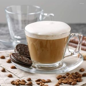 Kopjes schotels wudruncy glas en zet heldere koffiemokken ideaal 6,5 ounce kopje voor cappuccino latte mokka thee