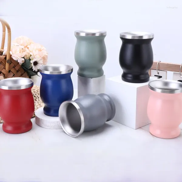 Tazas de tazas yerba mate té de té de calabaza de 12 oz de agua de café inoxidable de doble pared con tapa 1 bombas pajitas de filtro de pajitas