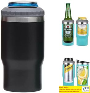 Cups Tumbler Rvs 12 oz Slanke Koud Bier Fles Kan Koeler Houder Dubbelwandige Vacuüm Geïsoleerde Drink Mok Flessen met Twee deksel