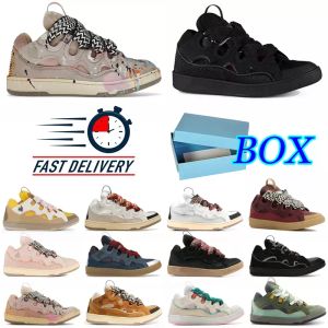 Curb Luxury Leather Sneakers Designer Chaussures pour hommes Femmes Extraordinaire Casual Sneaker Paris Calfskin Caoutchouc Platformsole Hommes Formateurs R8m5 #