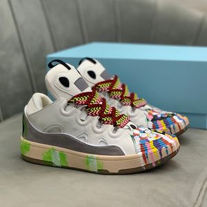 Curb sneakers klassieke schoenen veterschoenen multicolor kalfsleer rubberen platform luxe stoeprand sneaker lederen gaas geweven 35-46 maat reliëf Nappa