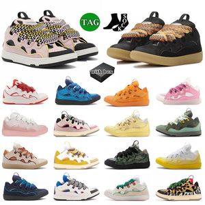 Con caja Zapatillas de deporte Diseñador Mujer Tejido Top Cuero Bota de lujo Tamaño grande 12 Original Piel de becerro en relieve Graffiti Mocasines Plataforma Lavins Hombres Mujer Moda 35-46