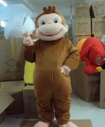 Curious George Monkey volwassen mascotte kostuum voor voor Valentijnsdag/verjaardagsgrootte