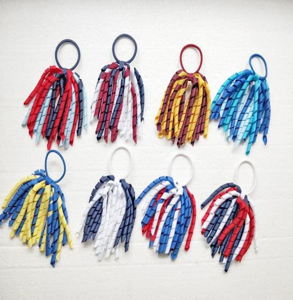 Rubans à pampilles bouclés, porte-queue de cheval, banderoles korker, bandeau de couleur unie, nœuds pour cheveux avec corde élastique pour cheveux PD0022939270
