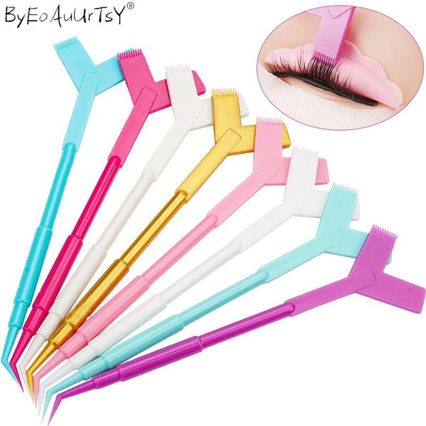 Bigoudi 10 pièces outil de bâton de permanente de cils en plastique réutilisable Extension de cils peigne en forme de Y applicateur de recourbe de levage de cils pinceaux de maquillage