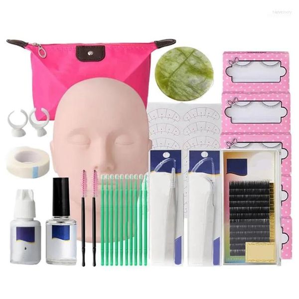 Kit de herramientas para extensiones de pestañas, rizador, maquillaje semipermanente, pestañas postizas individuales, pegamento para rizos, pinzas, práctica de injerto, pestañas Harv22