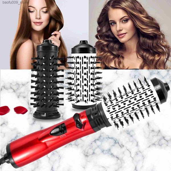 Curling Irons 1000W Brosse à air chaud peigne de cheveux raide en céramique FlAt plat roueur automatique Curler sans fil Sècheur de cheveux à faible bruit Q240425