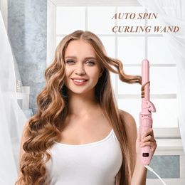 Krultangen Roterende krultang van 1 inch LCD-keramisch vat Automatische haarkrulspelden 25 mm Roller Curls Wand Wave Stylingapparaten 231023