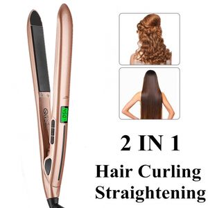 Ironos de curling 2 en 1 mini profesional Linterización de rizado de cabello plano enderezado Tonga corrugada Herramienta de estilo 230815