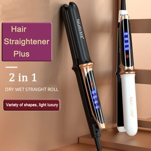 Curling Irons 2 In 1 professionele haargrenzen flat Iron voor natte of droge richters krulstalstoffen 230821