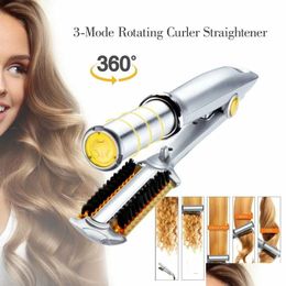 Krultangen 2In1 Curler Stijltang Styling Tool LCD Keramische Roterende Haargolf Magic Iron Brush 231205 Drop Delivery Producten Auto Dhjvp