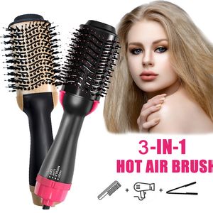 Fers à friser 3 en 1 Brosse pour sèche-cheveux Volumateur en une étape Brosse pour sèche-cheveux Lisseur Bigoudi Brosse à air professionnelle Peigne pour coiffeur 230531