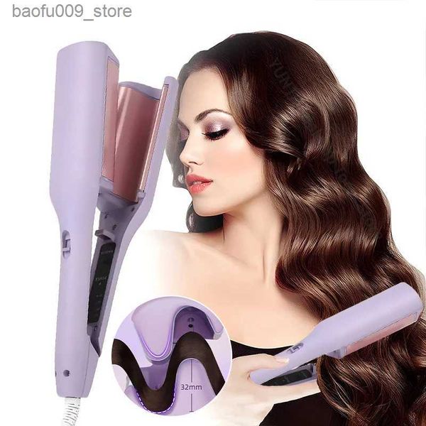 Imons de curling 32 mm Curler à eau onde à eau Curling Iron Professionnel French Curling and Ripple Curling Hair Styling Tool Q240425