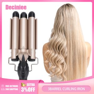 Curling Irons 3Barrel krullen ijzer 25/32 mm opwarmt snelle toermalijn keramische drievoudige vaten strandgolven krullen ijzer eierrol haarstylinggereedschap 230822