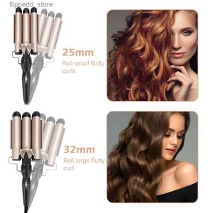 Curling Irons 3barrel Curling Iron 25/32 mm Calienta rápido Turmalina Cerámica Triple Barriles Ondas de playa Rizador Rollo Herramienta de peinado Q231128