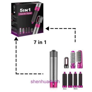 Curling Irons 7 en 1 Sécheur de cheveux en un pas Volumizer sèche rotatif curleur Coucle de peigne Sèche-toites pour outil de style LTPY