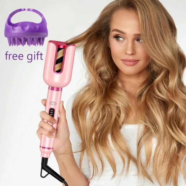 Rizadores Automáticos Rizadores de Cabello Eléctricos Automáticos Cerámica Rizador de Cabello de 1 Pulgada Rizos Giratorios Ondas Anti-Enredos Rizador Waver Ranura Grande 231021