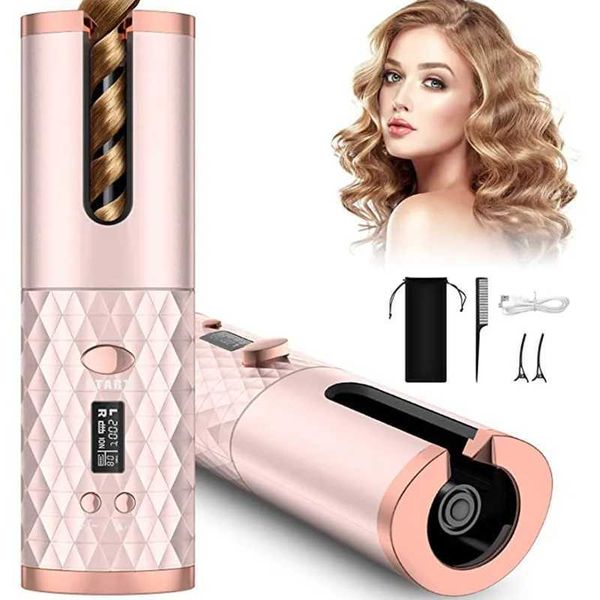 Curling Irons Curler USB USB Charge de fer Herfère d'onde de fer Certe Cerrac Ceramic Rotary Shaper Q240506