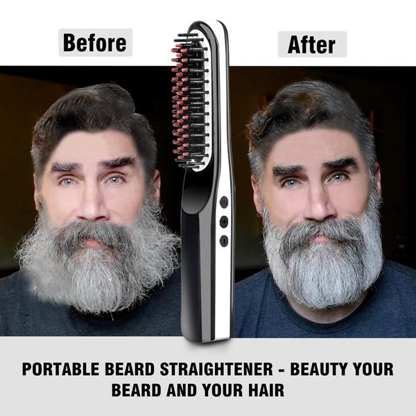 Fers à friser barbe lisseur brosse USB charge peigne à cheveux sans fil Portable ionique pour hommes femmes 230509