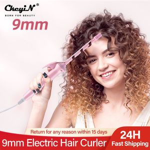 Fers à friser CkeyiN 9mm bigoudi électrique revêtement en céramique fer à friser unisexe baguette à friser Mini ménage coiffure rouleau Waver 20W 230925